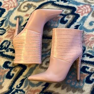 Brand New Just Fab pink high heel booties. Size 8.5.